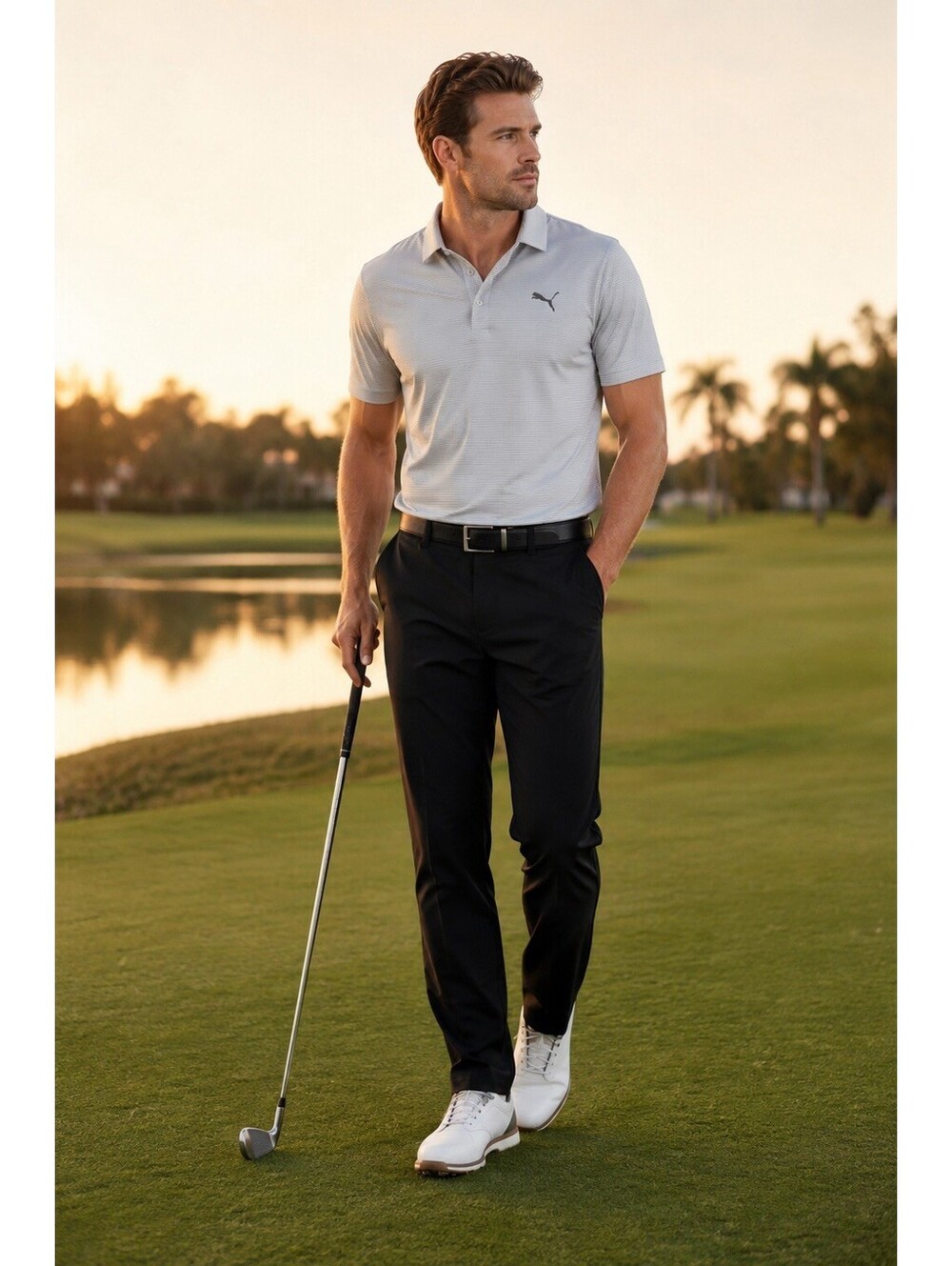 PUMA Golf Men’s Black Performance Pants Size 36x30 Stretch Flat Front
